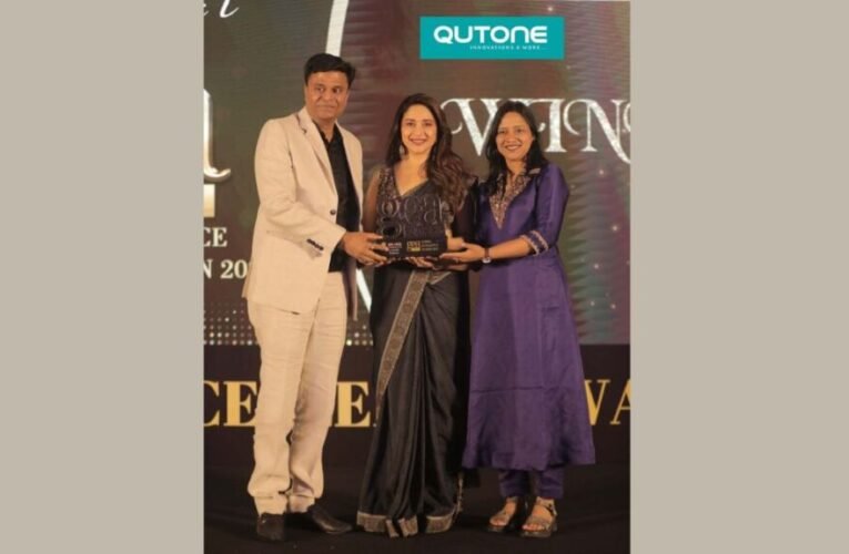 Qutone Tiles is presented by “Most Trusted Tile Brand” by Actor Madhuri Dixit at GEA 2023